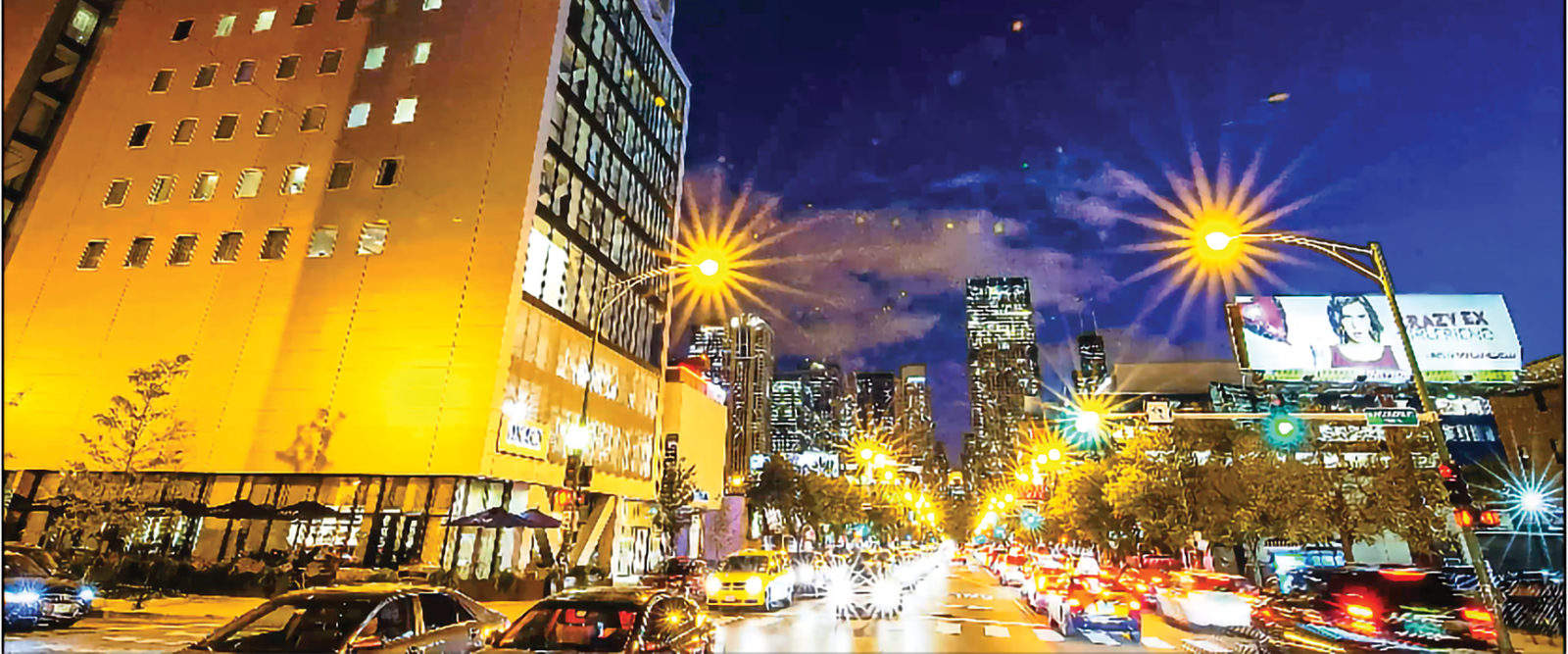 Busy City Street at Night