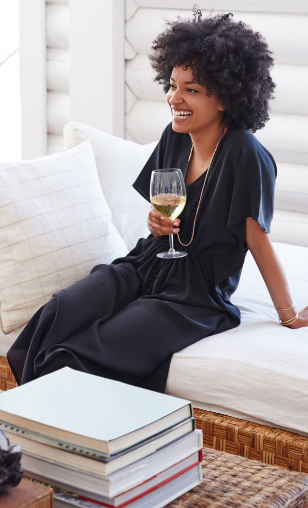 Woman drinking glass of wine