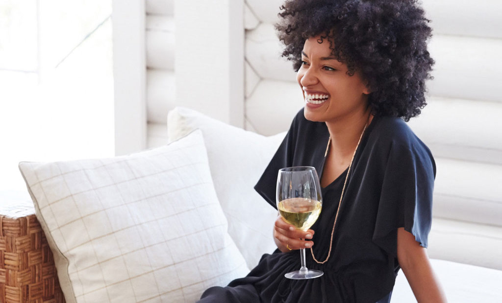 Woman drinking glass of wine