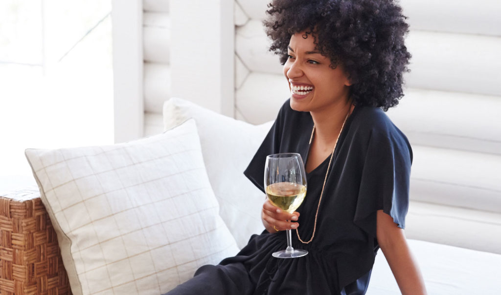 Woman drinking glass of wine