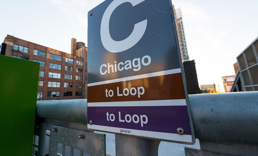 Chicago to the Loop L stop sign