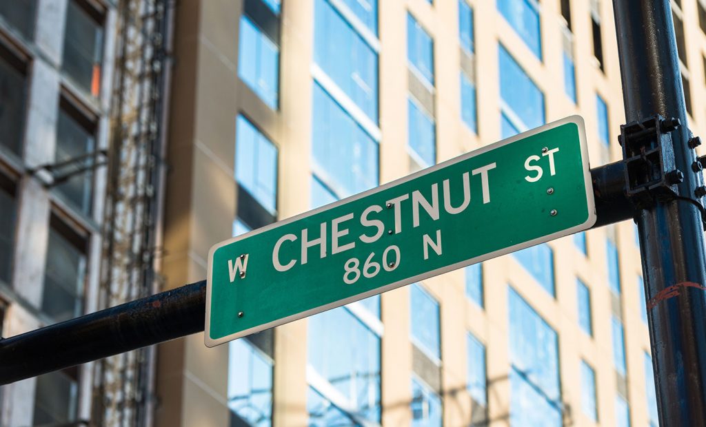 Chestnut Street street sign