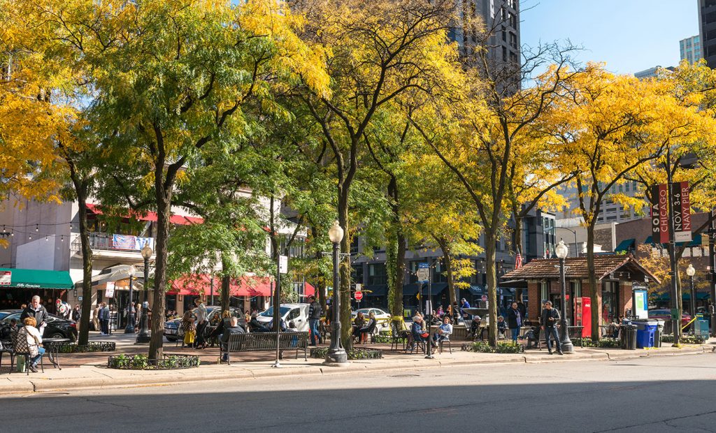 Park area in downtown Chicago